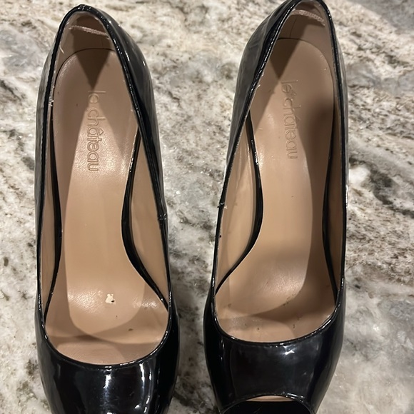 Aldo black patent leather open toe high heels, size 8 - Picture 6 of 7